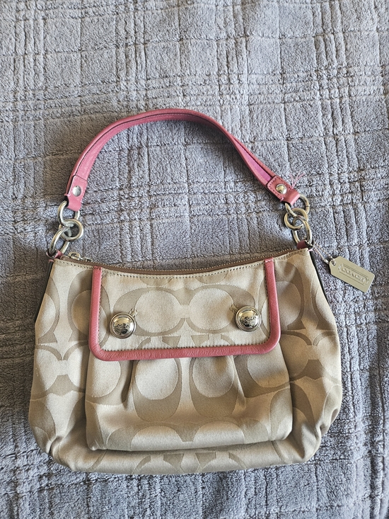 Coach Handbags - Coach Poppy Signature Sateen Groovy Hot Pink Trim Shoulder Bag Y2K